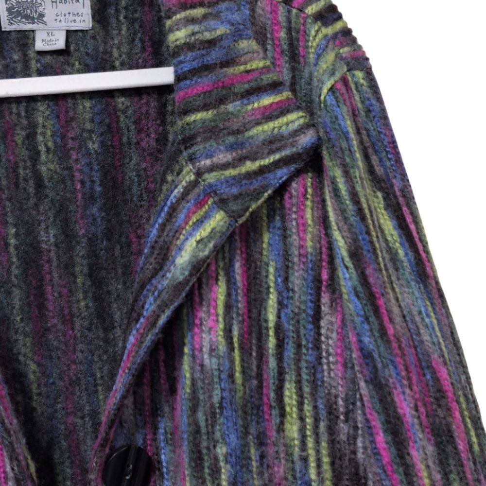Habitat Multicolor Boho Striped Women's Blazer yarn jacket rainbow size XL - Picture 6 of 8